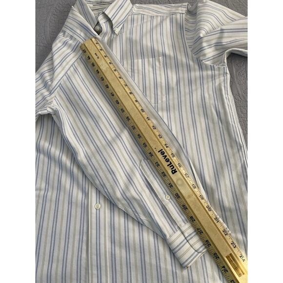 Men’s LL Bean Classic Oxford Wrinkle Resistant Sz 32 16 1/2” Blue Yellow White S - Picture 8 of 8